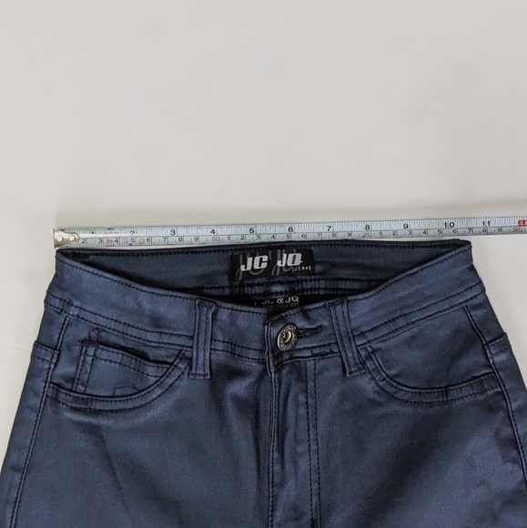 Women’s JC & JQ Navy Blue Shimmery Coated Skinny Jeans - Picture 6 of 7